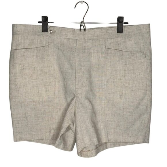 Vintage Beige Shorts Womens Linen Pockets Classic Dressy Old Money Luxury - Picture 1 of 10